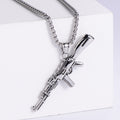 Jewelry wholesale Wholesale Stainless Steel Men Jewelry PVD Rifle Gun Shape Pendant Necklaces