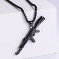 Jewelry wholesale Wholesale Stainless Steel Men Jewelry PVD Rifle Gun Shape Pendant Necklaces