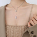 Jewelry wholesale 18K Light - luxury Niche Textured Brooch Letter Square - plate Necklace