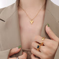 Jewelry wholesale Dainty Fine Jewelry PVD High Polish Heart Pendant Beads Snake Chain Necklaces
