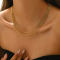 Jewelry wholesale Retro Stainless Steel Jewelry Multi Layer Snake Chains Necklace