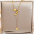 Jewelry wholesale New Arrival Stainless Steel Geometric Star Moon Pendant Chain Necklace