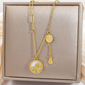 Jewelry wholesale New Arrival Stainless Steel Geometric Star Moon Pendant Chain Necklace