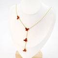 Jewelry wholesale Wholesale Heart Tassel Pearl Butterfly 304 Stainless Steel Pendant Necklace – 18K Gold Plated, Chain 16.54in + 1.97in , Waterproof