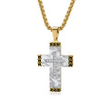 Jewelry wholesale Hot Sale Stainless Steel PVD Zircon Geometric Pattern Cross Pendant