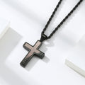 Trendy New Arrival Stainless Steel Black Gun Plated Diagonal Stripe Pattern Cross Charms Pendants For Necklaces Men Jewelry WAN4 Jewelry