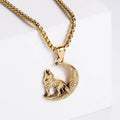 Jewelry wholesale Wholesale Casting Moon Wolf Pendant Box Chains Necklace