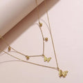 Jewelry wholesale Hot sale Butterfly Beaded Double Layer Pendant