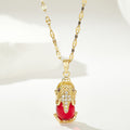 Jewelry wholesale Explosive Red Stone Zirconia Pisu Wish Pendant Necklace