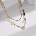 Jewelry wholesale Hot Sale Zircon Double Layer Oval Chain Rectangle Link Chains Necklace