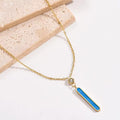 Jewelry wholesale Hot Selling CZ Zircon Blue Rectangle Pendant Round Snake Chain Necklace