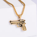 Jewelry wholesale Hot Selling Stainless Steel 18K Gold Plated Pistol Gun Shape Pendant Necklace