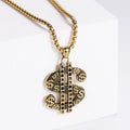 Jewelry wholesale Wholesale Dollar Symbol Cast Pendant Square Pearl Thick Chain Necklaces