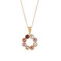 Jewelry wholesale Wholesale Multicolor Colorful Zircon Flower Pendant Oval Chain Necklaces