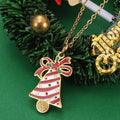 Jewelry wholesale Vintage Jewelry Christmas Tree Cane Bells Elk Pendant Necklace