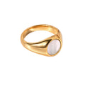 Jewelry wholesale Dainty Fashion Fine Jewelry Round White Shell 18K Gold Plated Rings