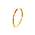 Jewelry wholesale Hot Sale Concise 18K Gold Plated Colorful Multicolor Zircon Inlay Ring