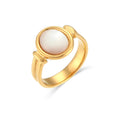 Jewelry wholesale Luxury 18K Gold Plated Stainless Steel Flat Round Shell Rings