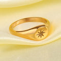 Jewelry wholesale Vintage Classic 18K Gold Plated Jewelry Signet Engrave Star Rings