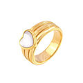 Jewelry wholesale Vintage Jewelry White Shell Heart Stripe Stainless Steel Finger Rings