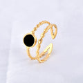 Jewelry wholesale Vintage Double Layer Twist Line Black Shell Adjustable Finger Rings
