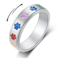 Jewelry wholesale New Arrival Cute Stainless Steel Multi Color Dogs Paw Pattern Rings