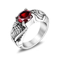 Jewelry wholesale Trendy Wholesale Stainless Steel Jewelry Red Gem Pattern Carve Rings
