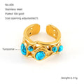 Jewelry wholesale Exaggerated Turquoise Opal Stone 18K Gold Plated Adjustable Ring