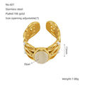 Jewelry wholesale Exaggerated Turquoise Opal Stone 18K Gold Plated Adjustable Ring