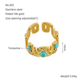 Jewelry wholesale Exaggerated Turquoise Opal Stone 18K Gold Plated Adjustable Ring