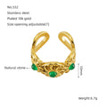 Jewelry wholesale Exaggerated Turquoise Opal Stone 18K Gold Plated Adjustable Ring