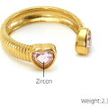 Jewelry wholesale Vintage Fashion Gemstone Stainless Steel Waterproof Adjustable Rings