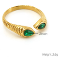 Jewelry wholesale Vintage Fashion Gemstone Stainless Steel Waterproof Adjustable Rings