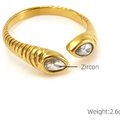 Jewelry wholesale Vintage Fashion Gemstone Stainless Steel Waterproof Adjustable Rings