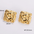 Retro 18K Gold Steel Texture Geometric Ear Studs Fashionable Personalized High Grade Leaf Sun Zircon Earrings For Women WAN4 Jewelry