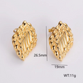 Retro 18K Gold Steel Texture Geometric Ear Studs Fashionable Personalized High Grade Leaf Sun Zircon Earrings For Women WAN4 Jewelry