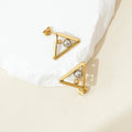 Jewelry wholesale Dainty Fine Jewelry Hollow Out Triangle Steel Beads Stud Earrings