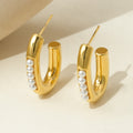Jewelry wholesale Retro Jewelry Stainless Steel Inlaid Pearl U-Shape Earrings Stud