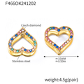 Jewelry wholesale Trendy Hot Selling Hollow Out Colorful Zircons Heart Studs Earrings