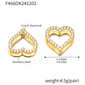 Jewelry wholesale Trendy Hot Selling Hollow Out Colorful Zircons Heart Studs Earrings