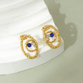 Jewelry wholesale Wholesale Retro Stainless Steel Jewelry Zircon Oval Design Stud Earrings
