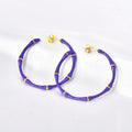 Jewelry wholesale Retro Jewelry Stainless Steel Colorful Round Bamboo Stud Hoop Earrings