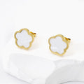 Promotion Classic Fine Jewelry 18K Gold Plated Stainless Steel Multicolor Shell Flower Studs Earrings For Women WAN4 Jewelry